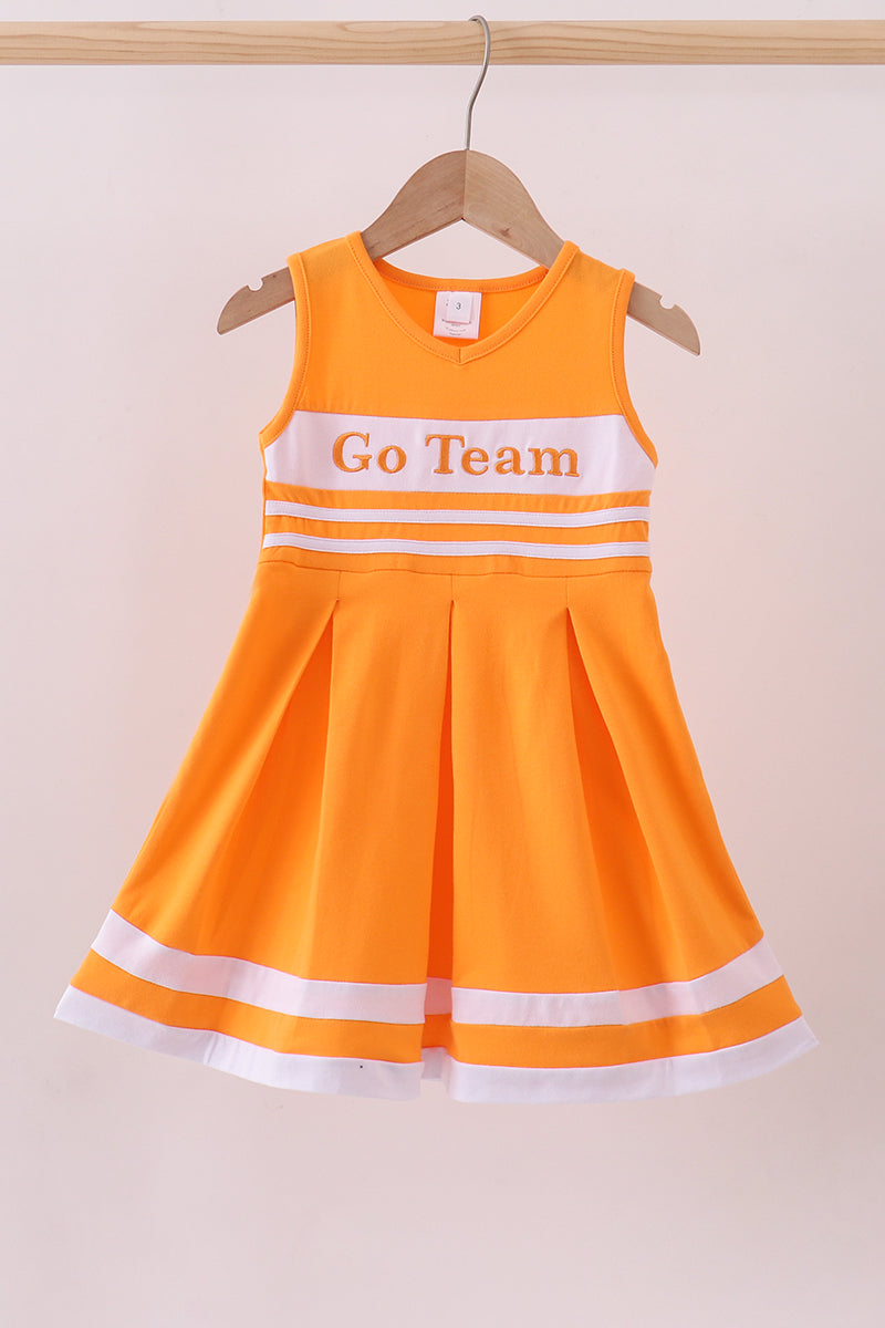 Premium Orange Tennessee Go Team embroidery ruffle dress 6 Years