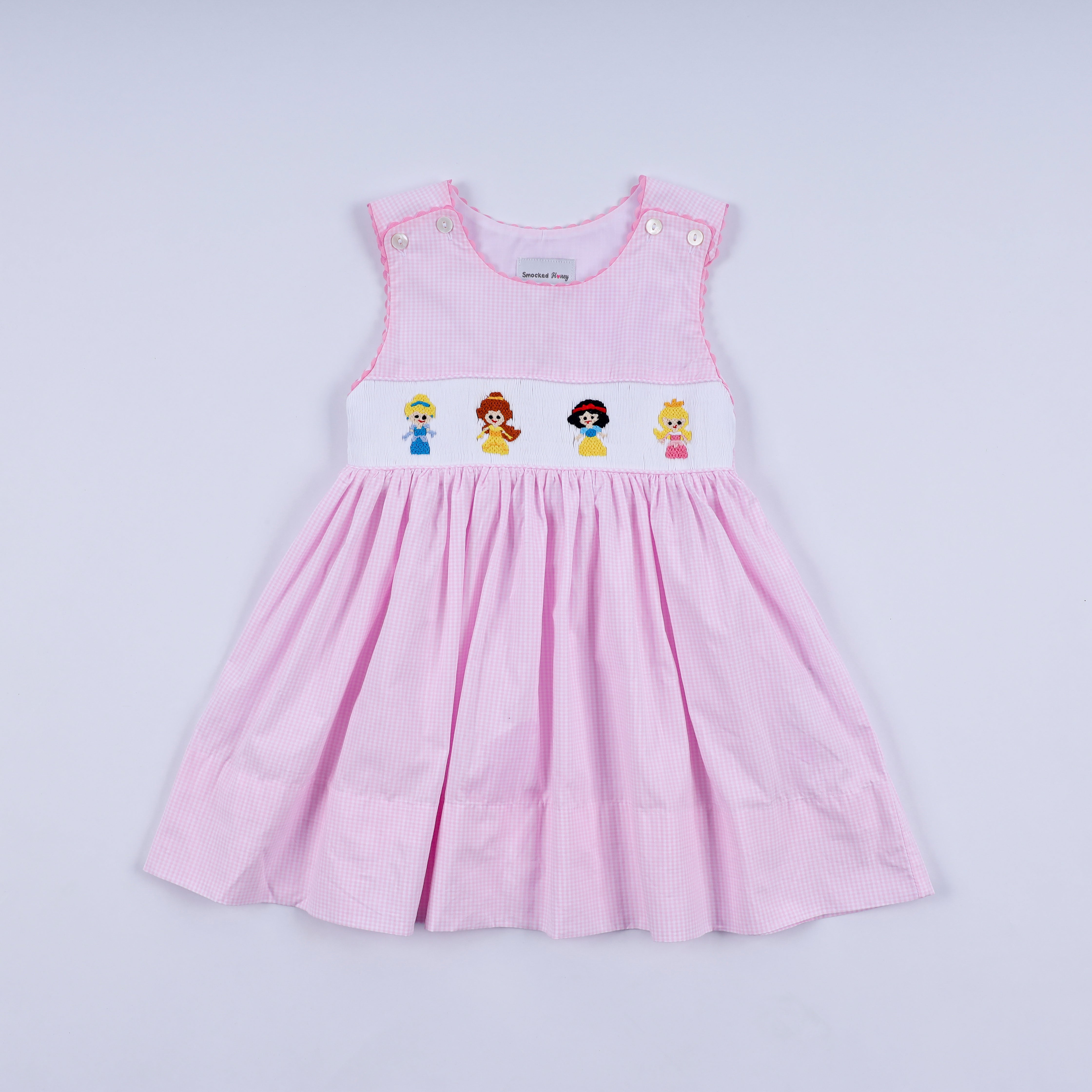 princess smocked dress Pink princess hand smocked plaid dress 3 Years