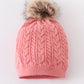 Bubblegum pink cable knit pom pom beanie hat baby toddler adult