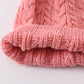 Bubblegum pink cable knit pom pom beanie hat baby toddler adult