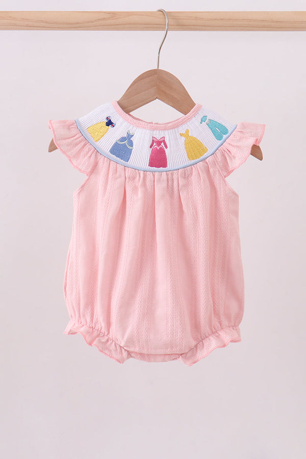 Pink princess smocked bubble