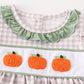 Green plaid french knot pumpkin girl set