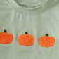 Green plaid french knot pumpkin boy set