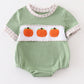 Green plaid french knot pumpkin boy bubble