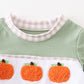 Green plaid french knot pumpkin boy bubble