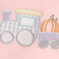 Beige train pumpkin applique girl set