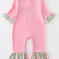 Pink pumpkin applique girl romper