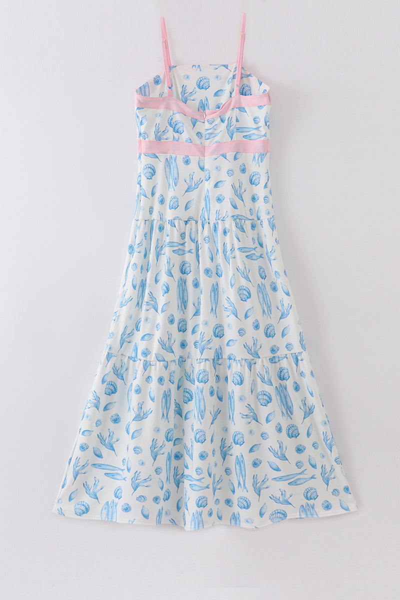 Marine creature print dress mom & me