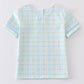 Blue easter plaid he is risen embroidery boy top