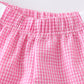 Bubblegum plaid seersucker girl  shorts