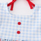 Patriotic day character print plaid ruffle dress