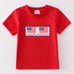 Patriotic flag embroidery smocked boy top