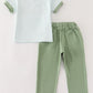 Green pumpkin embroidery stripe boy set