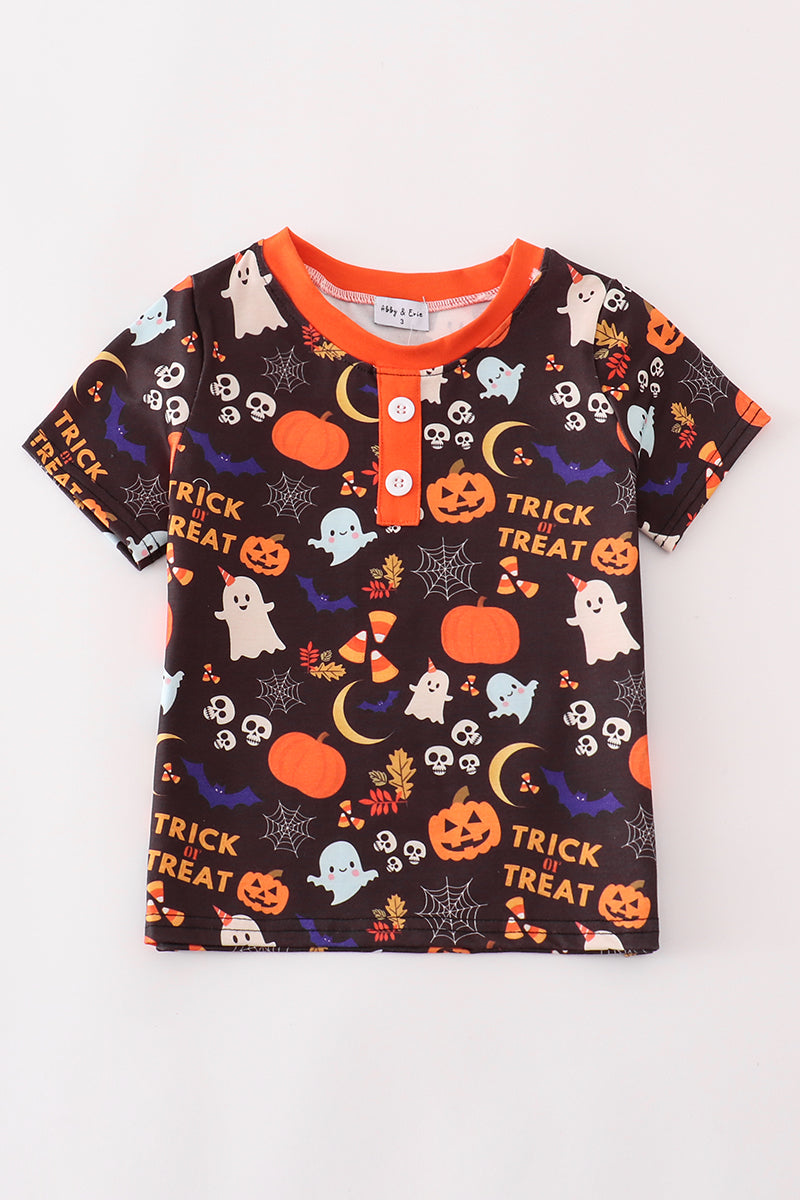 Orange halloween ruffle boy top