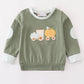 Green train pumpkin applique boy top