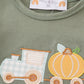 Green train pumpkin applique girl bubble