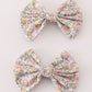 Pink floral print piggie hair bow