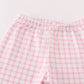 Pink pumpkin embroidery plaid girl set