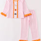 Pink halloween ghost pumpkin embroidery girl set