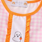 Pink halloween ghost pumpkin embroidery girl set