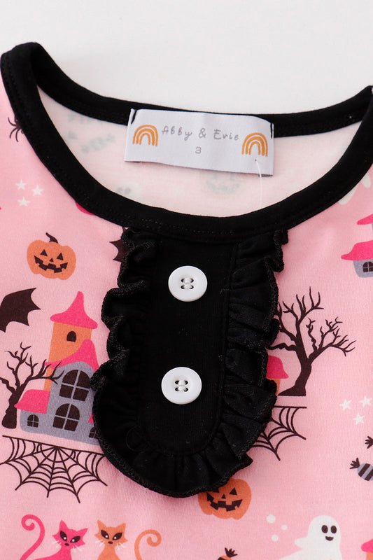 Pink halloween girl pajamas set