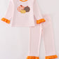 Pink stripe pumpkin applique girl set