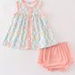 Pink pumpkin print baby girl set