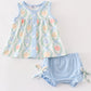 Blue pumpkin print baby girl set