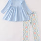 Blue pumpkin print girl set