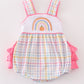 Rainbow pumpkin embroidery plaid girl bubble