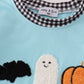 Blue halloween ghost pumpkin boy romper