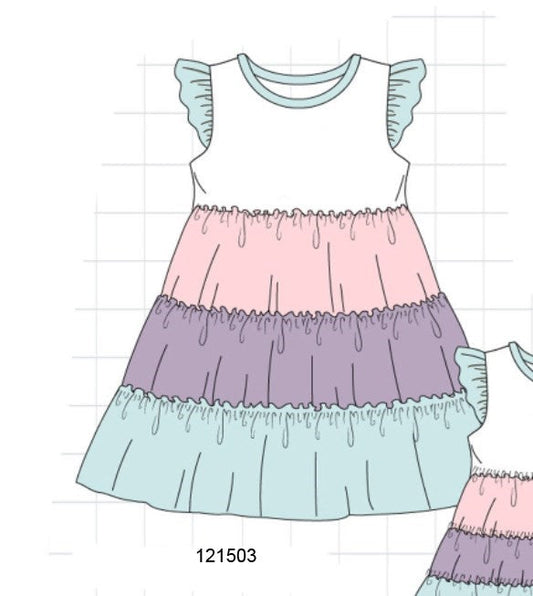 Multicolored tiered girl dress