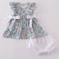 Vintage meadow print bow bloomer set