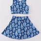 Blue conch print tennis skort set
