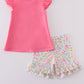 Pink floral pig applique set