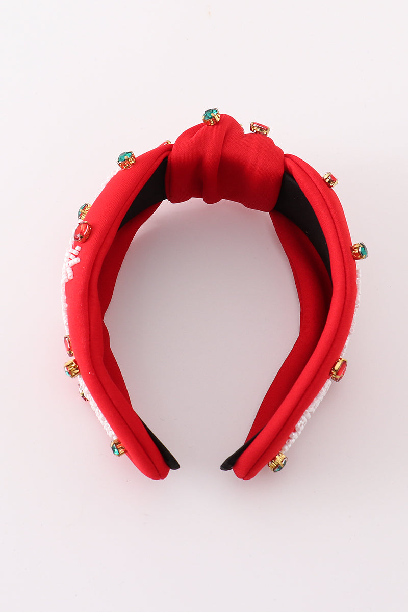 Red christmas snowflake embroidery adults headband