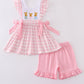 Pink bunny embroidery bow set