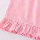Pink bunny embroidery bow set