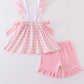 Pink bunny embroidery bow set