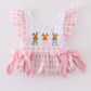 Pink bunny embroidery bow set