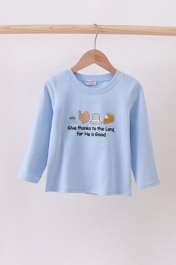 Blue turkey embroidery top