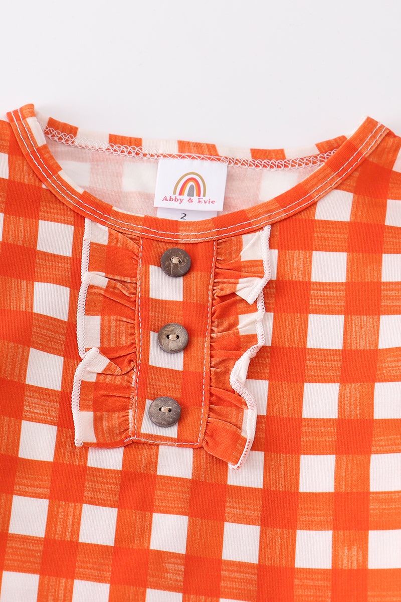 Orange plaid girl pajamas set