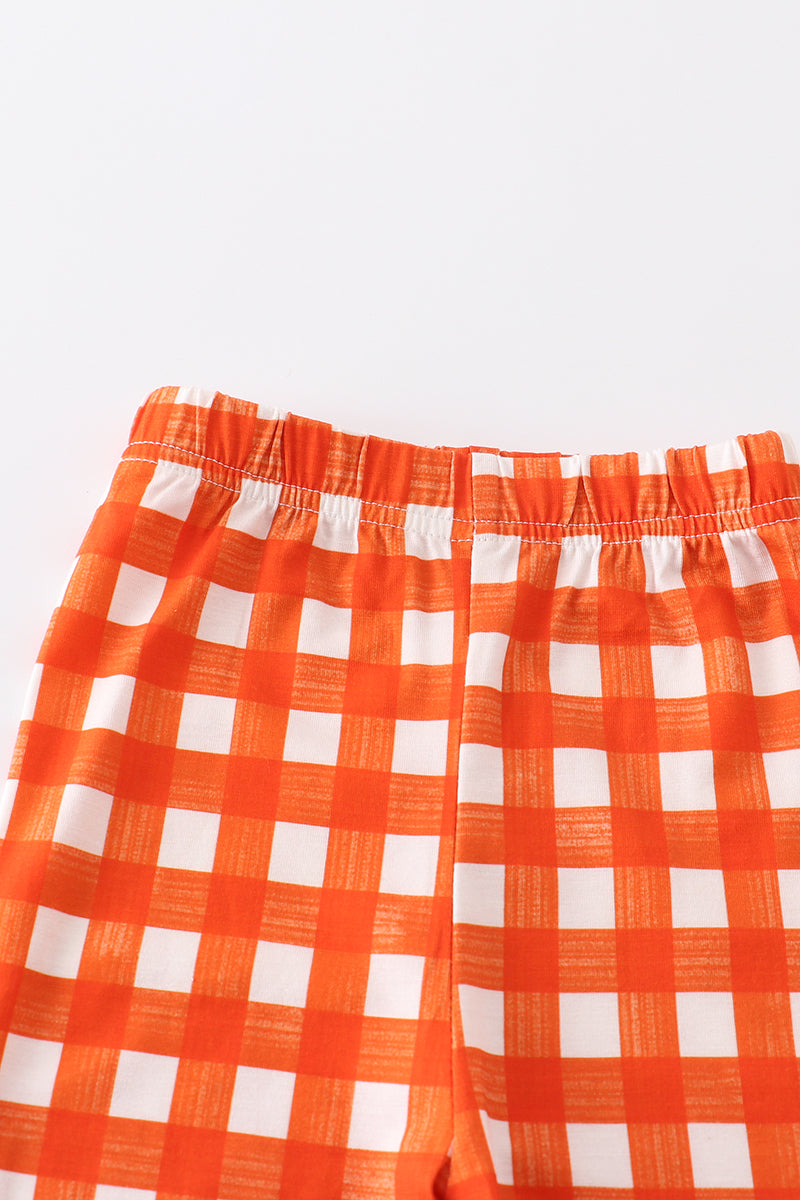 Orange plaid girl pajamas set