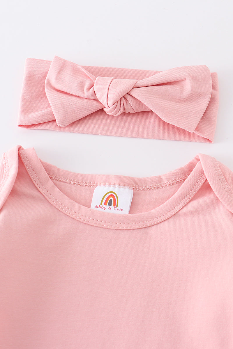 Pink head band baby gown