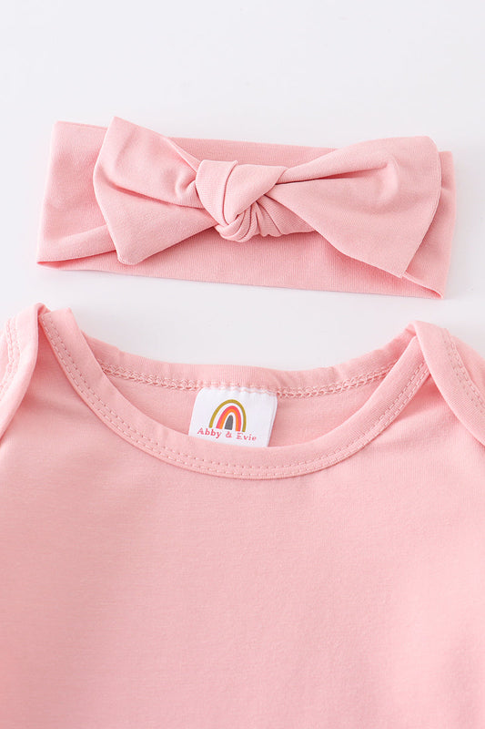 Pink head band baby gown