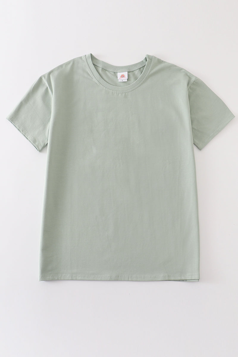 Sage blank basic t-shirt Adult Kids and baby bubble