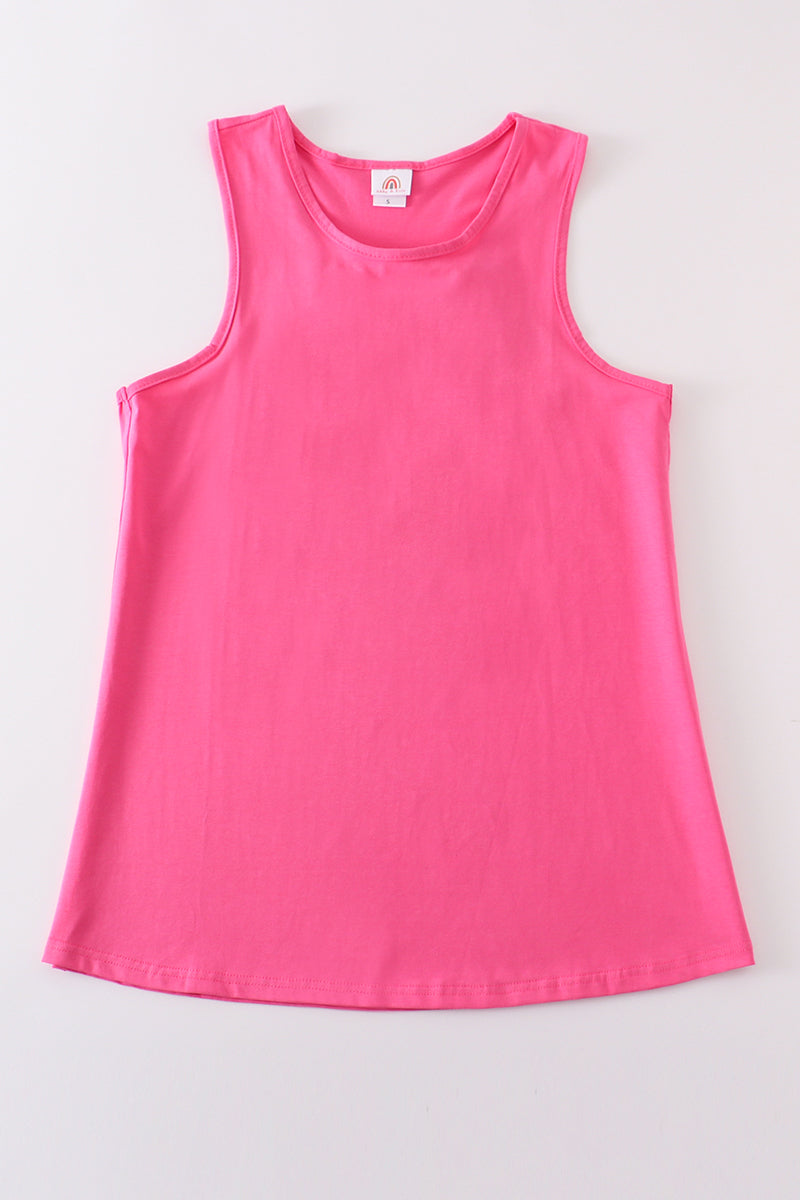 Hot pink blank basic kids teens adult tank top