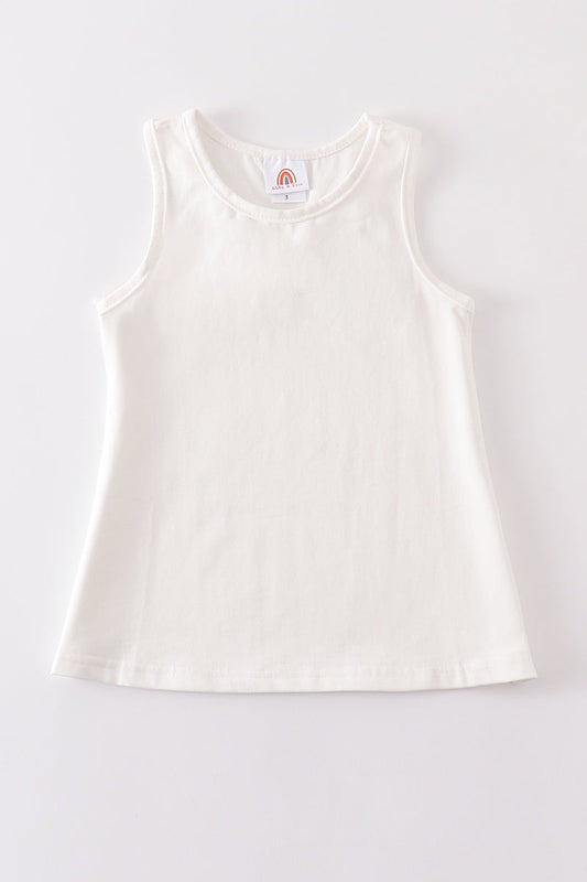 White blank basic kids teens adult tank top