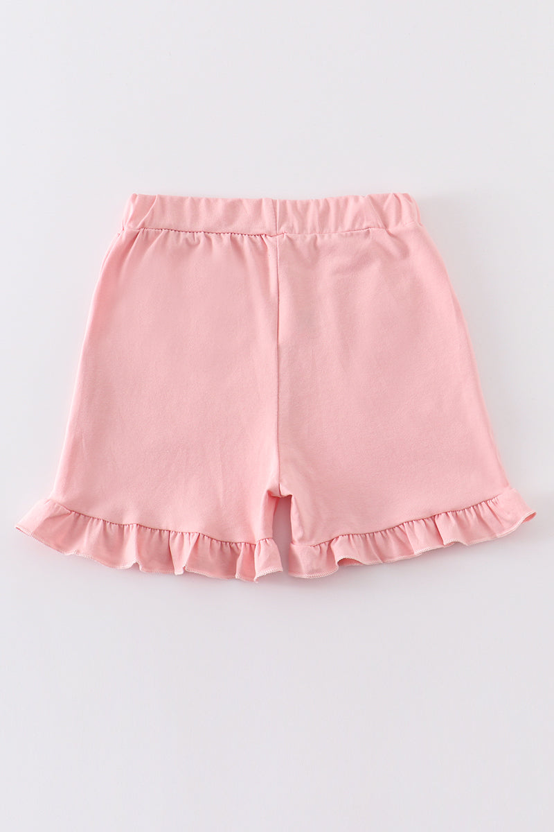 Pink basic ruffle shorts