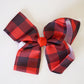 Red black gingham hair bow 8 inch alligator clip